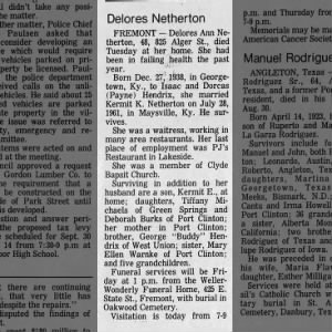 Obituary for Delores Ann Netherton