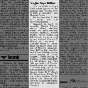 Obituary for Virgie Faye Hilton
