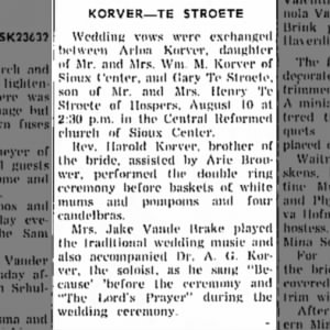 Marriage of Korver / Strode