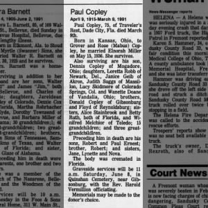 Obituary for Paul Copley