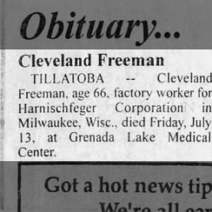 Obituary for Cleveland Freeman