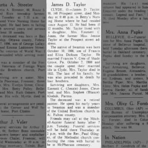Obituary for James D. Taylor