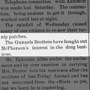Gunnels Brothers Drug- McPherson- 1884