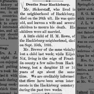 Death Near Hackleburg - Mr. Brewer Loses a Child