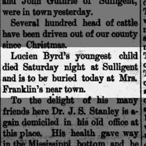 Lucien Byrd youngest child death notice