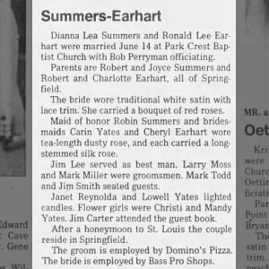 1986 July 27-Springfield Leader and Press-Wedding, Dianna Lea Summers