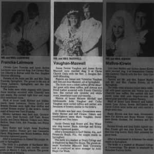 1985 September 15-Springfield Leader and Press-Wedding, Susan Denise Vaughan