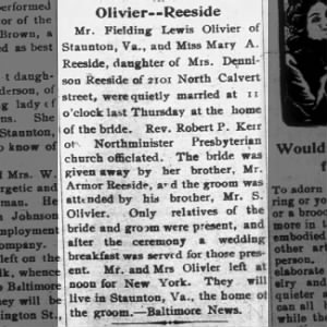Marriage of Olivier / Reeside