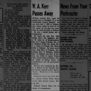Obituary for V. A. Kerr