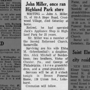 Obituary for John A. Miller