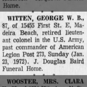 Obituary for GEORGE W. B. WITTEN