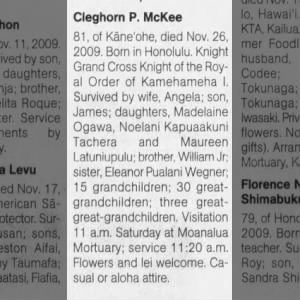 Obituary for Cleghorn P. McKee