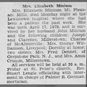 Obituary for Elizabeth Minium