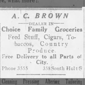 Andrew Cato grocery store
The Emancipator, Feb 14, 1920, pg 4