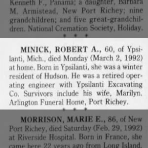 Obituary for ROBERT A. MINICK