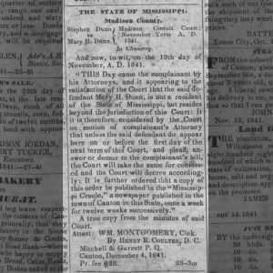 4 Dec 1841 Mary H Dunn Nonresident notice
