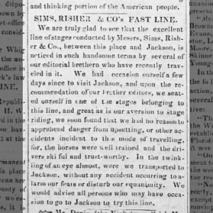 Sims, Risher & Co's Fast Line 1840-10-21