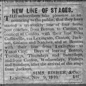 New Line of Stages 1840-11-12