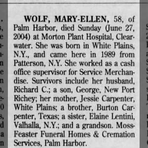 Obituary for  WOLF