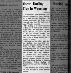 Obituary for Oscar Darling