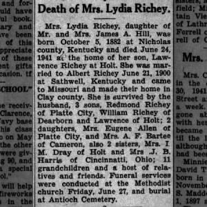 Obituary for Lydia Richey