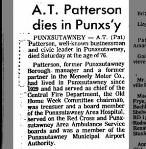 Obituary for A.T. Patterson