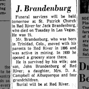 Obituary for J. Brandenburg
