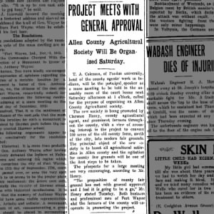 1915 - Project Meets With General Approval - Allen County Agricultural Society Will Be Organized