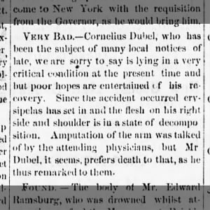 1877 - Cornelius Dubel - Extremely Sick