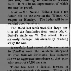 1884 - Flooded - Mr. C. Dubel's stable on West Main Street