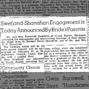 Swetland/Shanahan Engagement announced