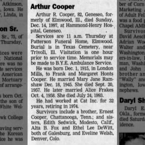 Obituary for Arthur R. Cooper