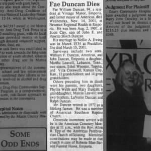 Obituary for Fae Duncan