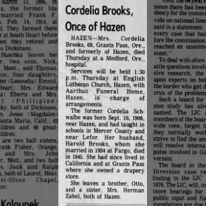 Obituary for Cordelia Brooks