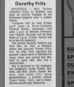 Obituary for Dorothy Fritz