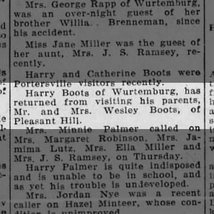 1913 Harry Boots visits parents - Wesley & Catherine