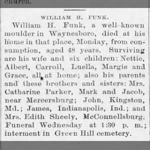Obituary for WILLIAM H. FUNK