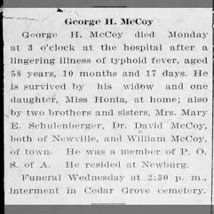 Obituary for George H. McCoy