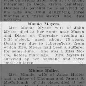 Obituary for Maude Meyers