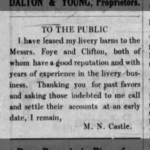 Foye Lease 
Natrona County Tribune
24 Dec 1914, Thu ·Page 7