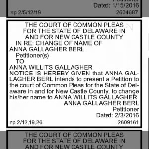 2016-02-19 - Gallagher, Anna Willits - Name Change Petition