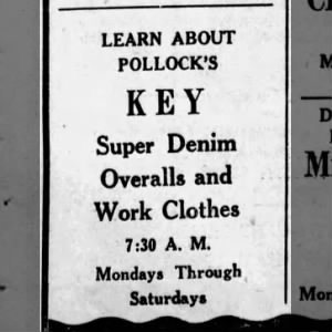 May 4, 1944 - Pollock's Key Overalls - St. Joseph, MO