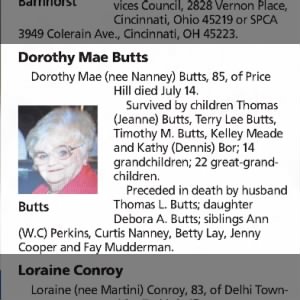 Obituary for Dorothy Mae Butts