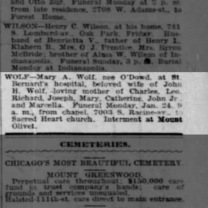 Obituary for Mary A. WOLF