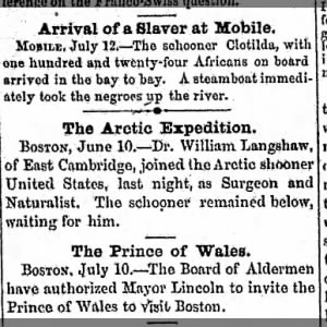 Africatown July 18, 1860 clipping 