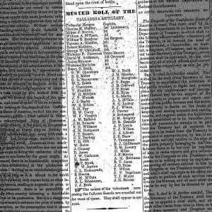 Muster Roll of Talladega infantry -possible service of Washington Bates