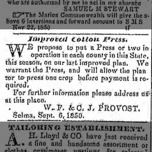 Improved Cotton Press- W.F. and C. J. Provost
