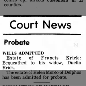 Probate Wills Admitted