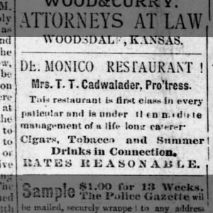 Del Monico Restaurant owned by the Cadwaladers
