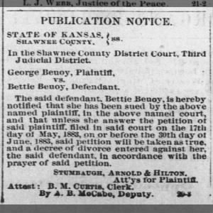 George and Bettie Beuoy divorce 1883